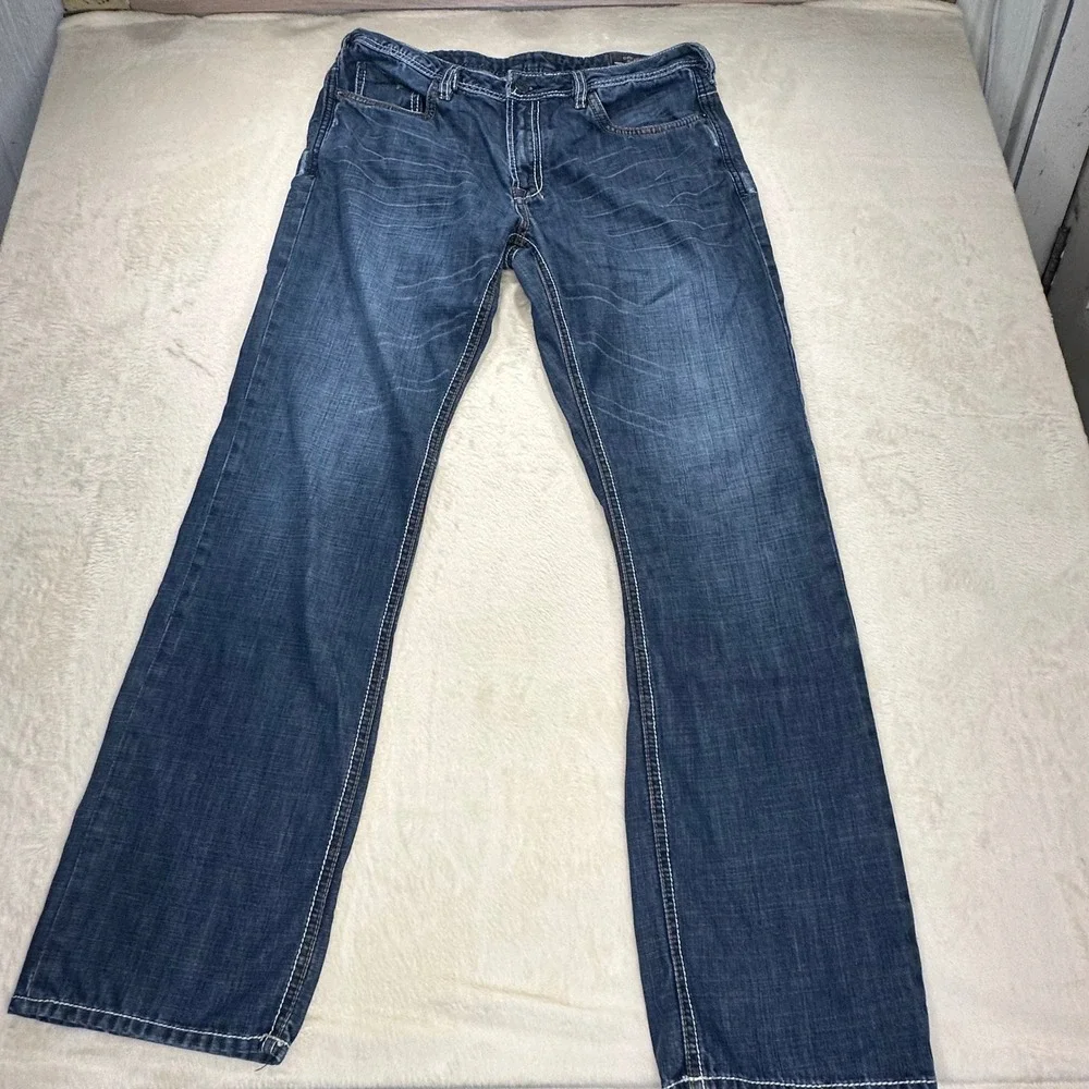 Buffalo David Bitton Driven Basic Straight Jeans Mens 36x34 Blue Medium Wash